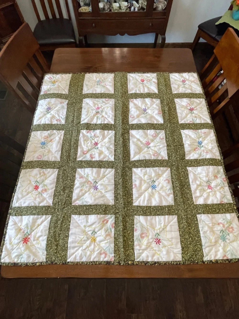 Handmade Whimsical Embroidered Lap Child Quilt